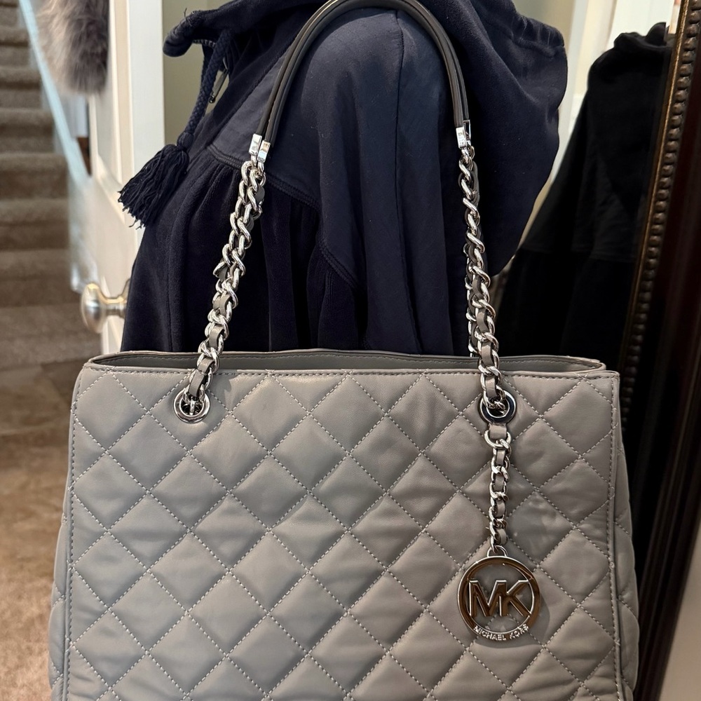 Michael Kors Gray Quilted Shoulder Bag